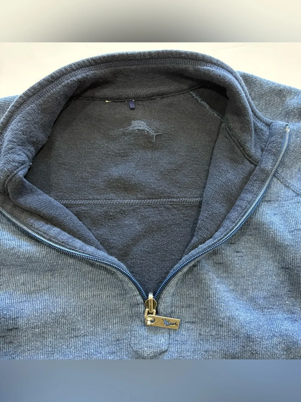 Tommy Bahama Men’s Large Quarter Zip Pullover Blue Marlin Logo Reversible